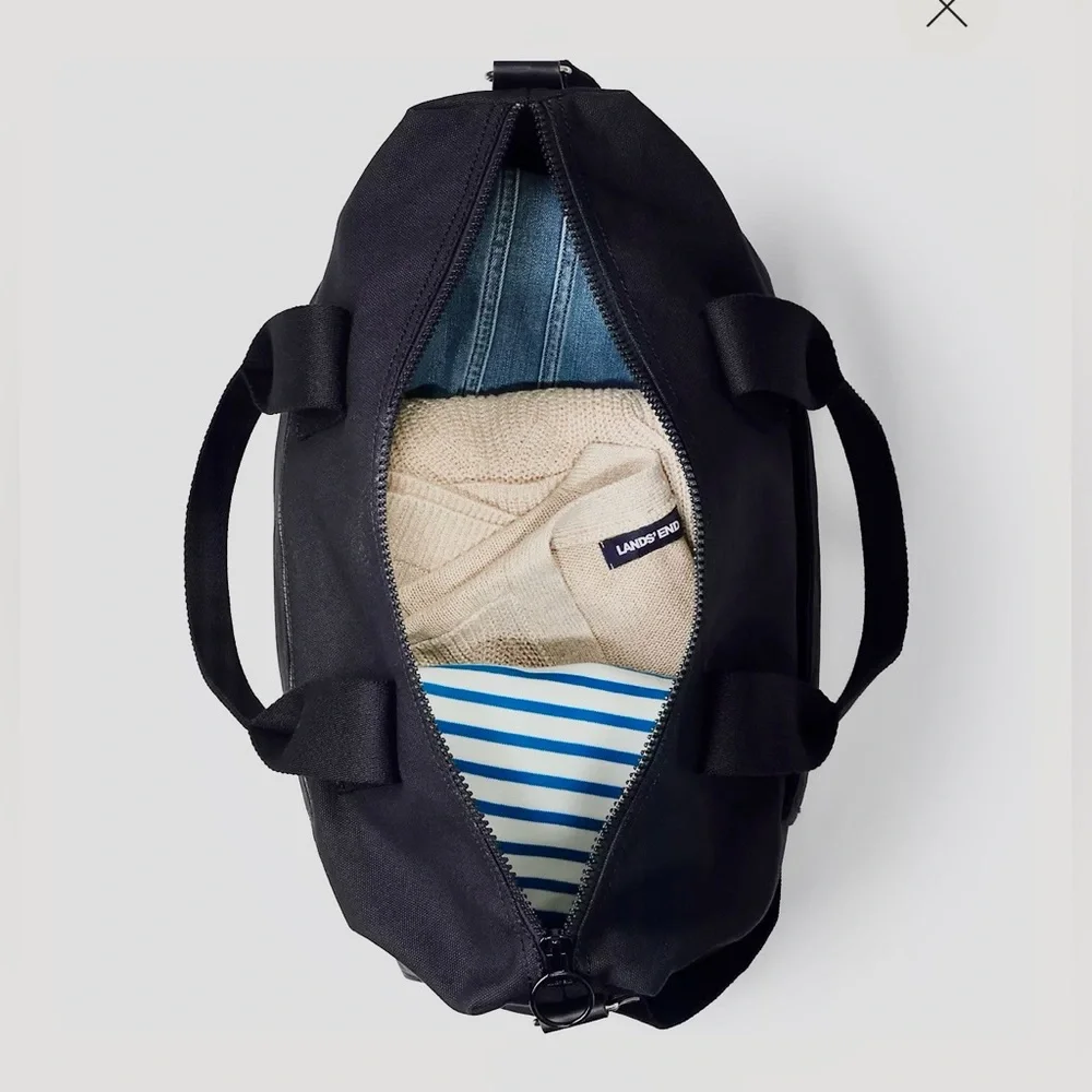 Lands' End Canvas Weekender Black Duffle Bag Unused